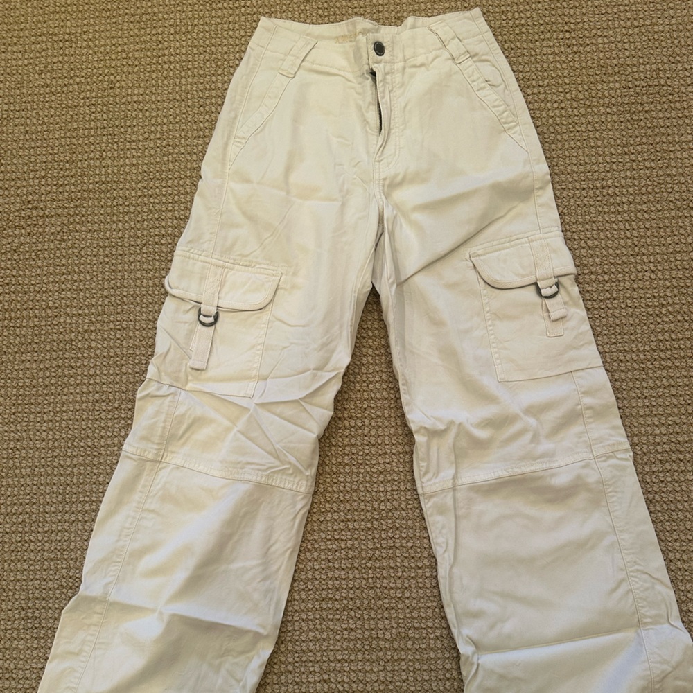 American Eagle Outfitters Cream Cargo Pants